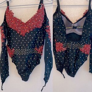 Glamorous mature adult Dance Custom solo custom long sleeve hi cut beaded - SA